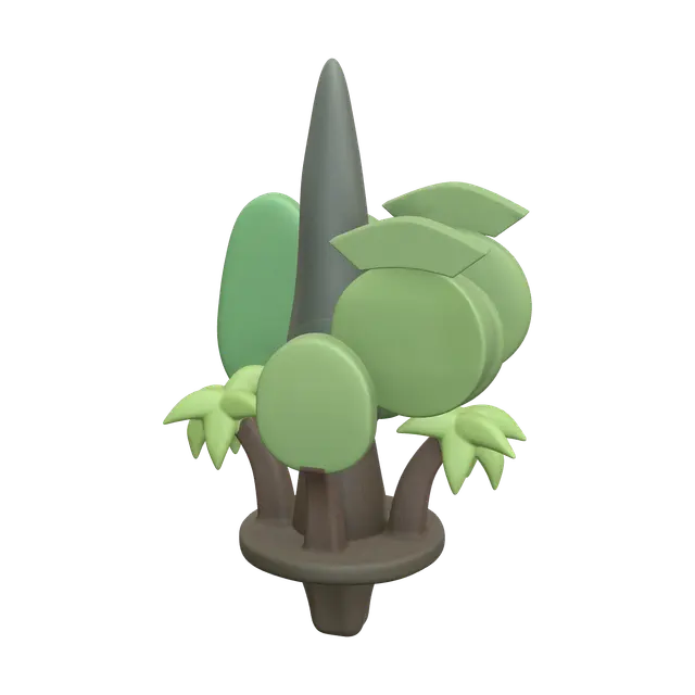 Modern Cartoon Tree 3D model, vytvořený pomocí AI