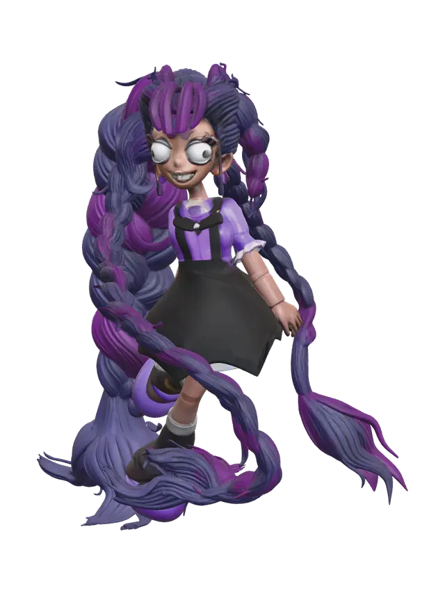 Lily Love Braids 3D model, vytvořený pomocí AI