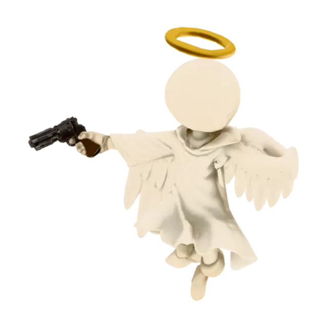 Angel with a Gun - Cherub 3D model, vytvořený pomocí AI