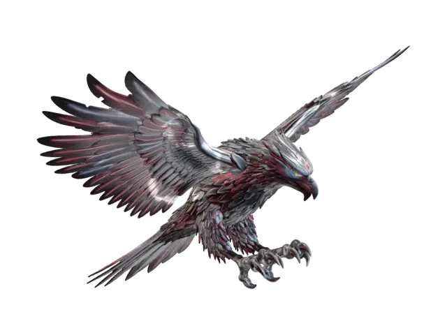 3D model for A Thunderbird, a powerful, supernatural bird with its wings surrounded by lightning and wind colored in red white and blue