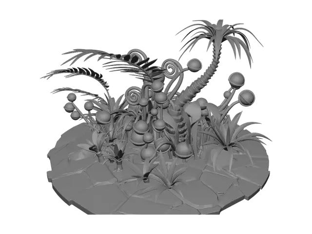 3D model for A colorful sci-fi garden with alien plants