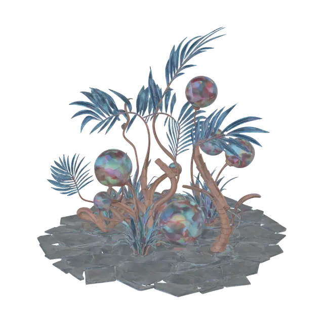 3D model for A colorful sci-fi garden with alien plants