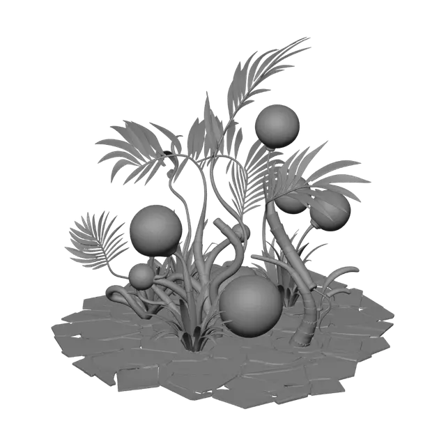3D model for A colorful sci-fi garden with alien plants