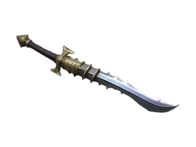 a medieval fantasy sword fashioned from a giant insect's mandible,… 3D model, vytvořený pomocí AI