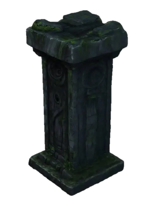 Modelo 3D de dark fantasy forest stone ruins pillar - Carving, gerado por IA