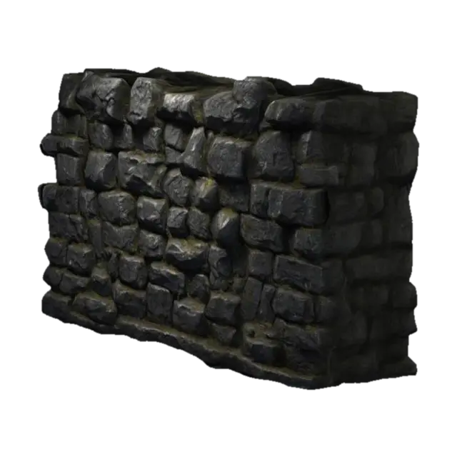 A dungeon wall made of dark, damp worked stone - Moss 3D model, vytvořený pomocí AI