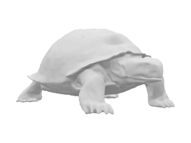 3D model for Ultra-detailed 3D model of an ancient, ultra-centenarian tortoise in a static pose. Weathered, cracked shell with subtle moss and earthy deposits. Thick, wrinkled skin with textured age folds and rough claws. Deep-set, wise eyes with detailed iris and expression. Positioned solidly on all fours, head slightly tilted forward. 8K PBR textures for shell, skin, and natural dirt. Cinematic lighting with soft shadows and warm highlights to emphasize realism. Clean UVs, watertight mesh, optimized for high-end rendering and game integration., #ocean#