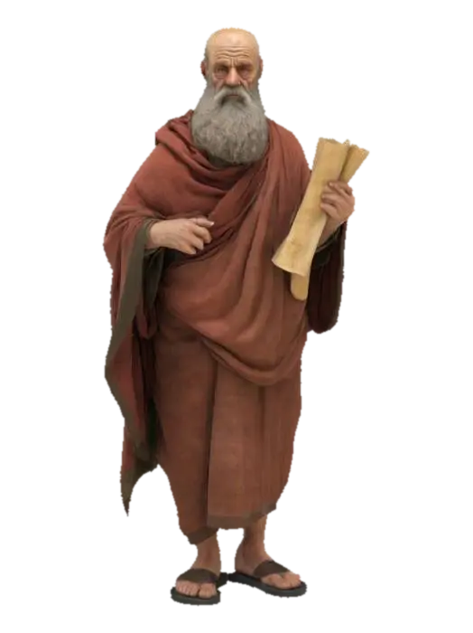 Modèle 3D 3D photorealistic model of an aged Roman philosopher, around 70 years old, with a full… - Scroll, généré par IA