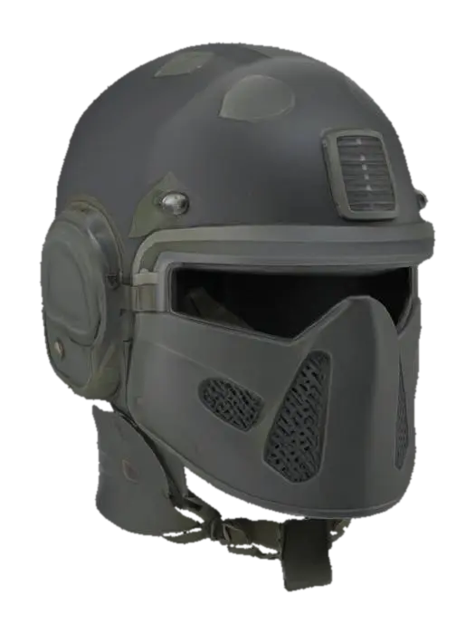 “military helmet, modern design, black matte finish, detailed textures,… - Isolated 3D model, vytvořený pomocí AI