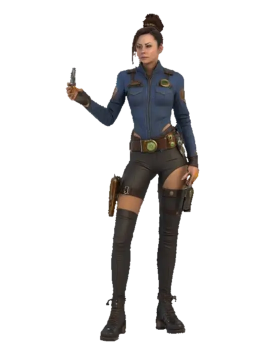 Modello 3D Hyperrealistic 3D model of a fantasy steampunk female technologist in a…, generato dall’IA