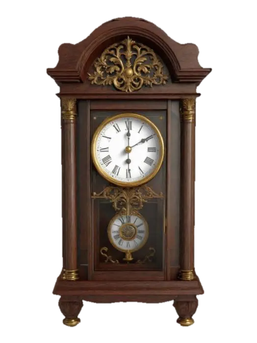 Ultra-detailed 3D model of an antique pendulum clock, game-ready. Crafted in aged… - Time 3D model, vytvořený pomocí AI