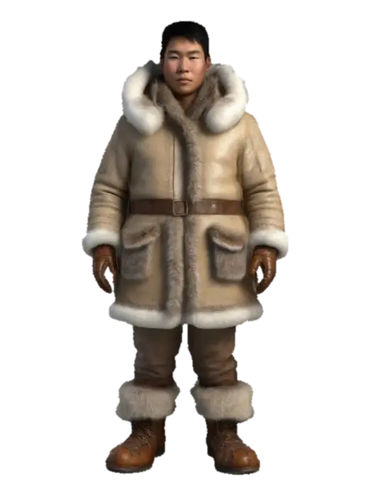Ultra-detailed 3D model of a 25-year-old Inuit male wearing traditional Eskimo fur… - Native 3D model, vytvořený pomocí AI