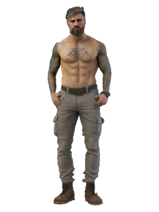 Ultra-detailed 3D model of a 25-year-old male with a muscular build and visible… - Scars 3D model, vytvořený pomocí AI