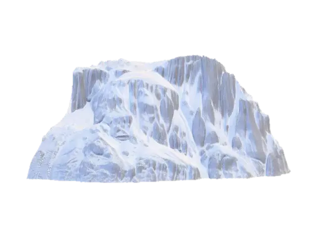 large snow capped high cliff face terrain 3D model, vytvořený pomocí AI