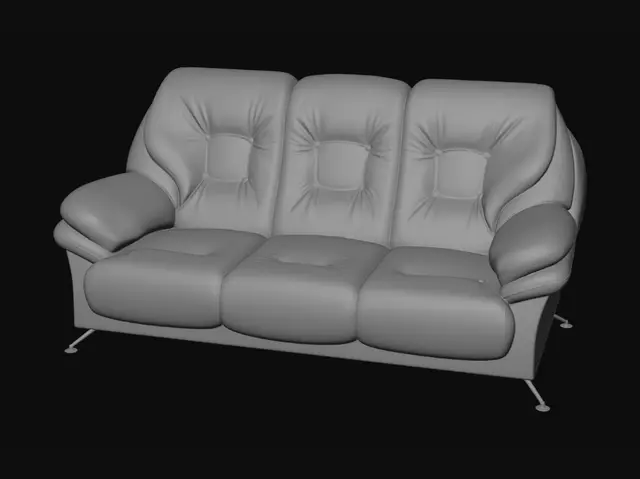 3D model for Sunlit Corner Living Room with White Leather Sofa