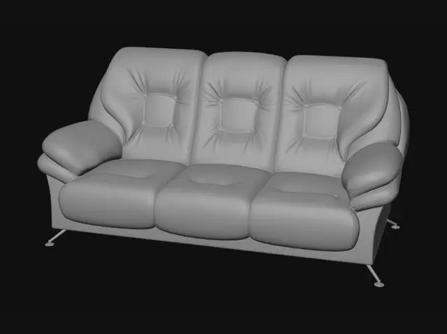 3D model for Sunlit Corner Living Room with White Leather Sofa