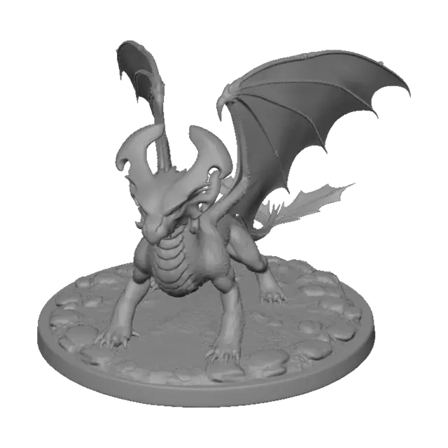 3D model for Auric Dragon on Stone Pedestal