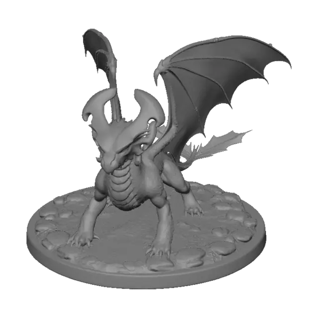 3D model for Auric Dragon on Stone Pedestal
