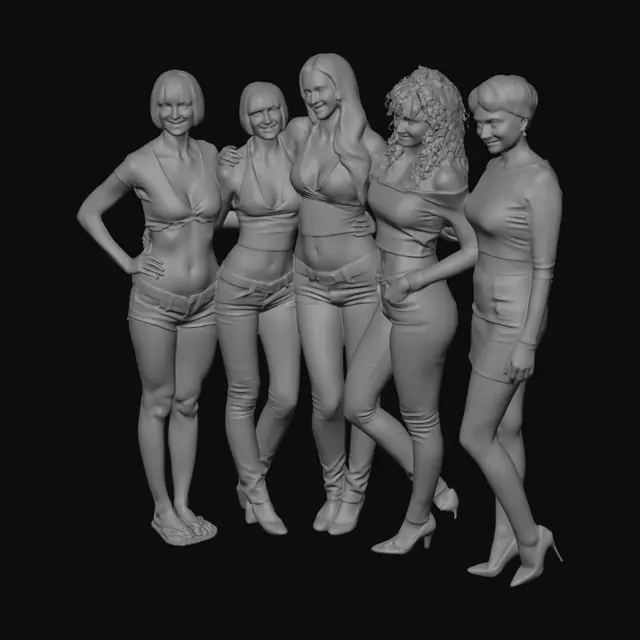 3D model for Five Friends in Casual Denim
