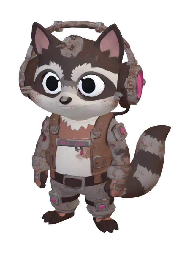 3D model for Rust Warrior Raccoon
