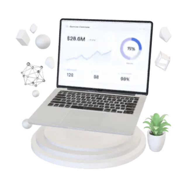 Modelong 3D ng Floating Laptop Revenue Dashboard, ginawa ng AI