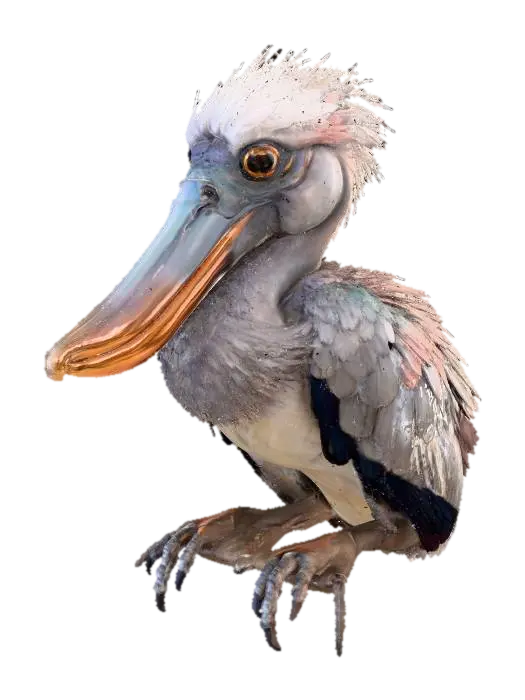 Majestic Pelican Perch 3D model, vytvořený pomocí AI