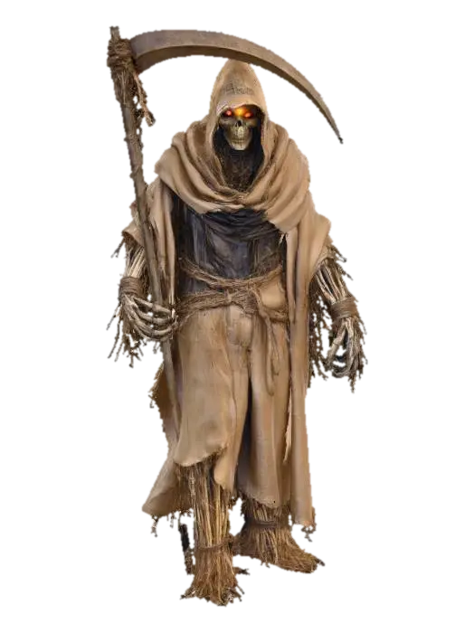 Modèle 3D terrifying scarecrow reaper villain standing menacingly in a cornfield, humanoid form…, généré par IA