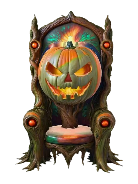 3D model for The Cosmic Patch King

massive alien monarch grown from planet vines, jack-o’-lantern face splitting into eight sections revealing glowing cosmos inside, throne fused to back, textures: organic vine bark, glossy pumpkin enamel, swirling nebular glow, bronze-green patina, full-body symmetrical, #Halloween2025#