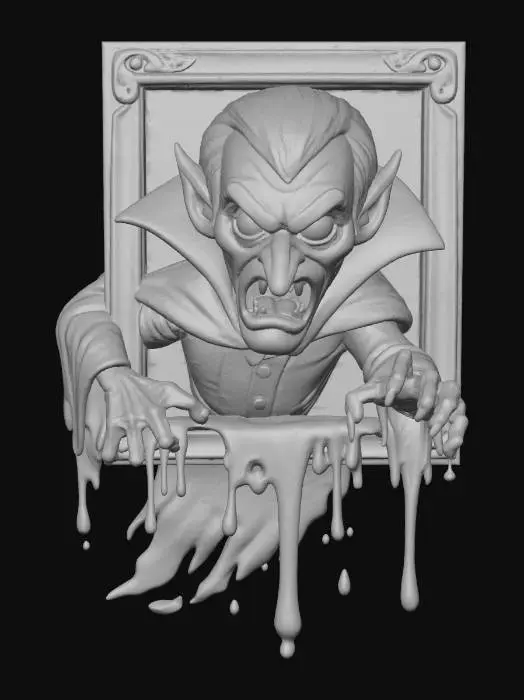 3D model for The Portrait Watcher
framed oil painting with vampire face that crawls out of canvas, dripping paint turning to blood, textures: glossy oil paint surface, dripping pigment, smooth canvas folds, matte gold frame, full-body symmetrical, #Halloween2025#