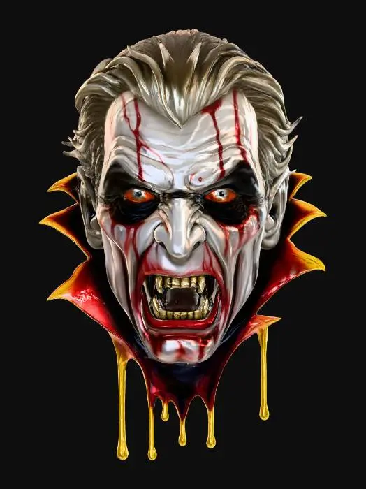 3D model for Vampire's Gaze, The Portrait Watcher
framed oil painting with vampire face that crawls out of canvas, dripping paint turning to blood, textures: glossy oil paint surface, dripping pigment, smooth canvas folds, matte gold frame, full-body symmetrical, #Halloween2025#