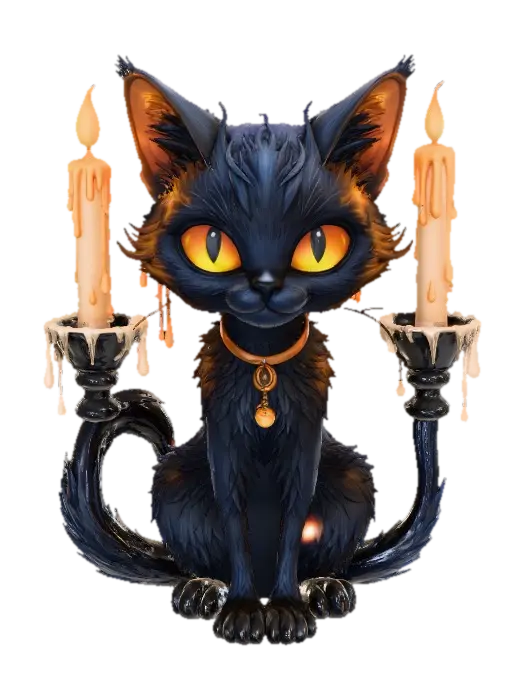 Mystic Flame Cat, The Haunted Candelabra Cat two-headed spectral cat with tails shaped like candle… - Twoheaded AI 생성 3D 모델