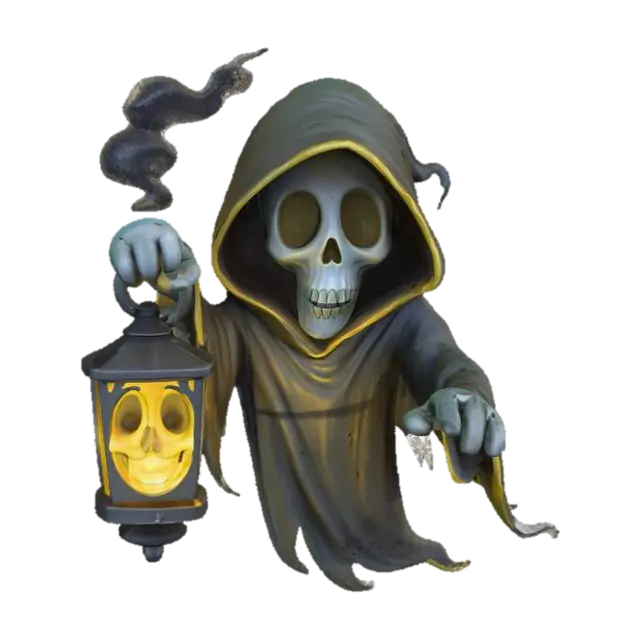3D model for Ghostly Lantern Bearer, The Lantern Wraith

> floating ghost holding lantern containing its own face, smoke rising from hollow eyes, tattered cloak drifting, textures: translucent smoke, glowing glass lantern, frayed fabric edges, soft spectral light, full-body symmetrical