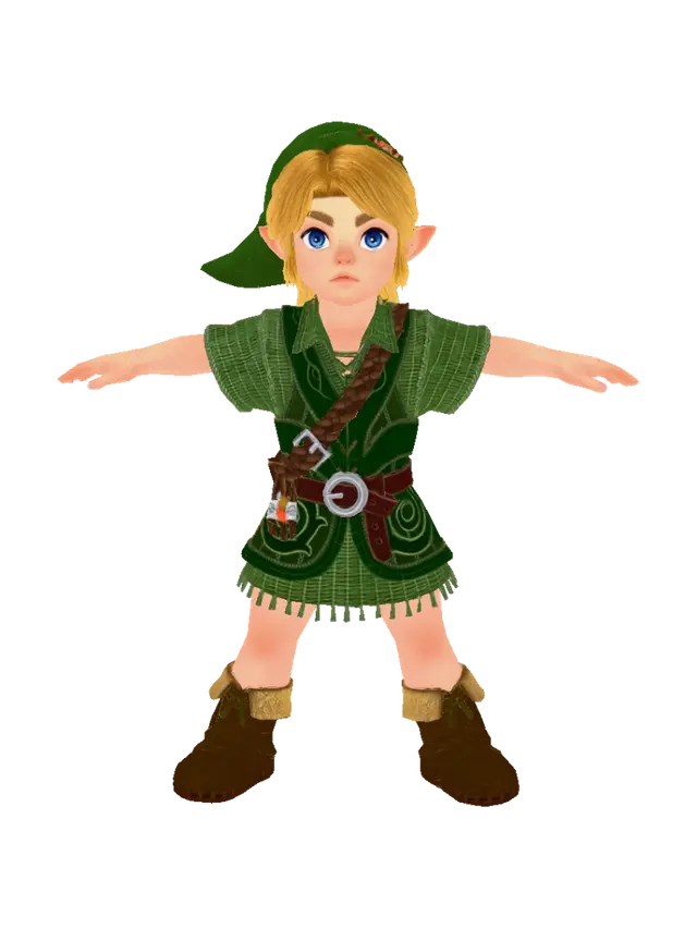 Zelda Ocarina Of Time Remake Link - Caped 3D model, vytvořený pomocí AI
