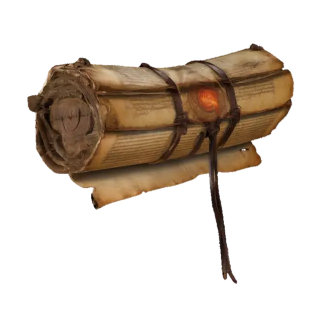 Modèle 3D "A medieval magic scroll, tightly rolled and secured with a leather cord, ready for sale…, généré par IA