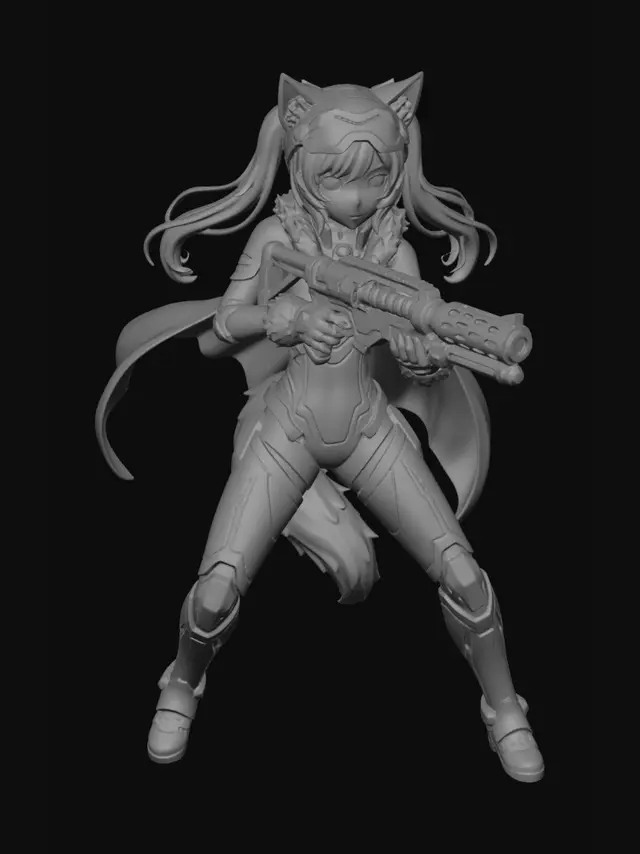 3D model for Standing holding plasma gun