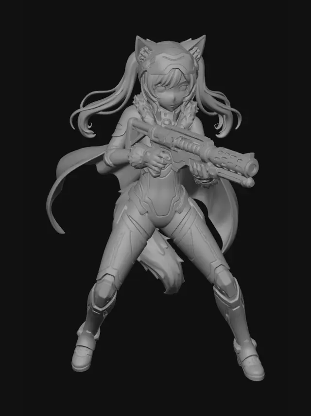 3D model for Standing holding plasma gun