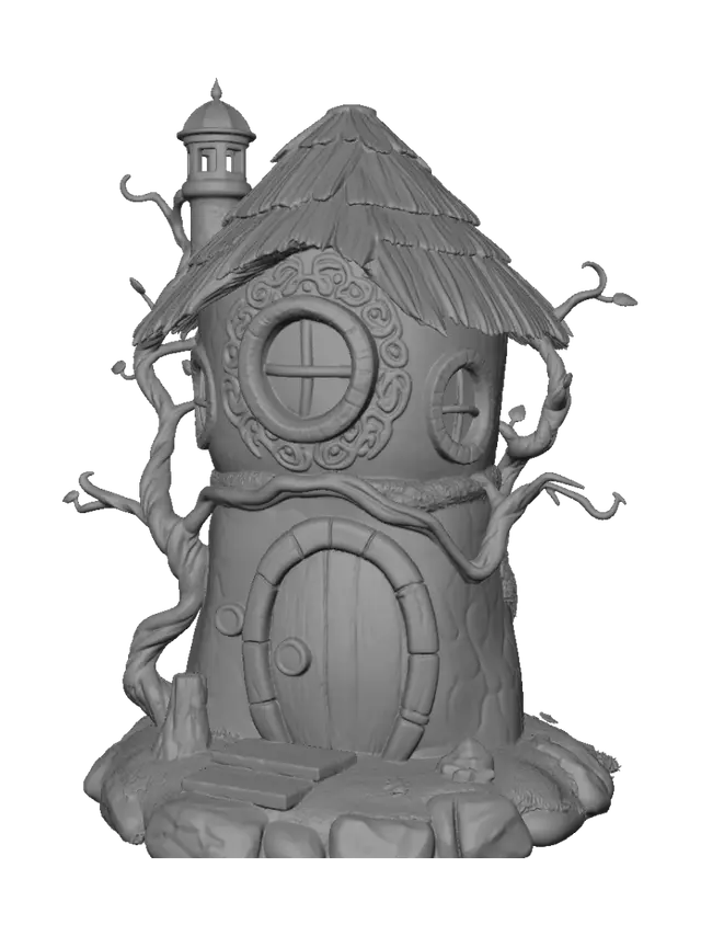 3D model for A game ready asset, a mystical fairy house, no foliage, no brush, no flowers, just the house