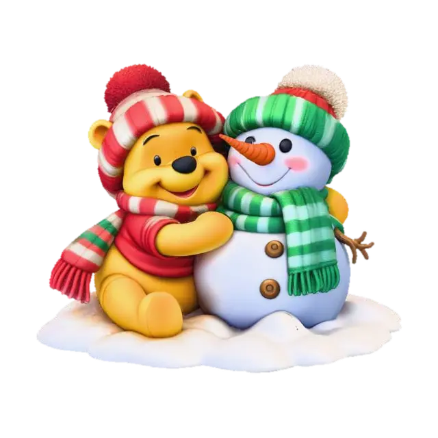 Winter Friends Hug 3D model, vytvořený pomocí AI