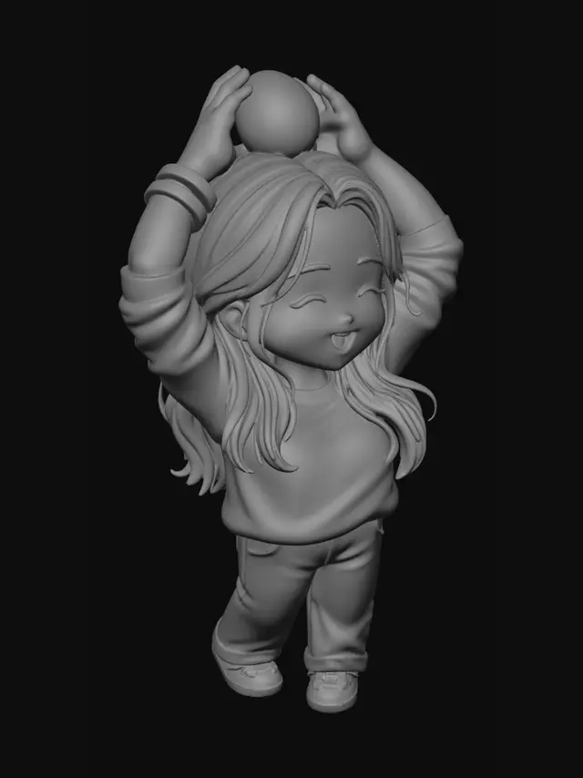3D model for Cheerful Doll Balancing a Chocolate Ball