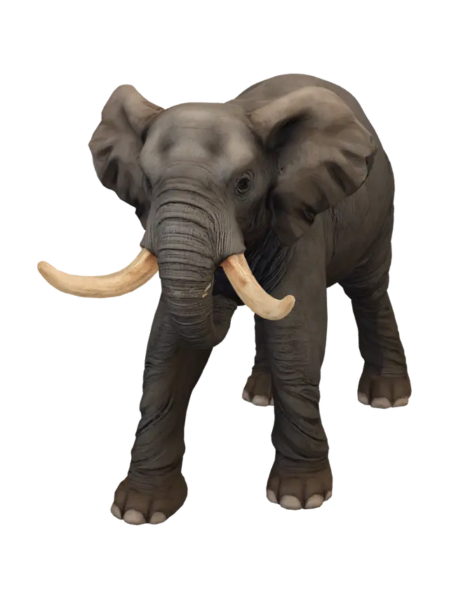 A high-quality 3D model of a stylized African elephant. Mature male with large,… - Gameart 3D model, vytvořený pomocí AI