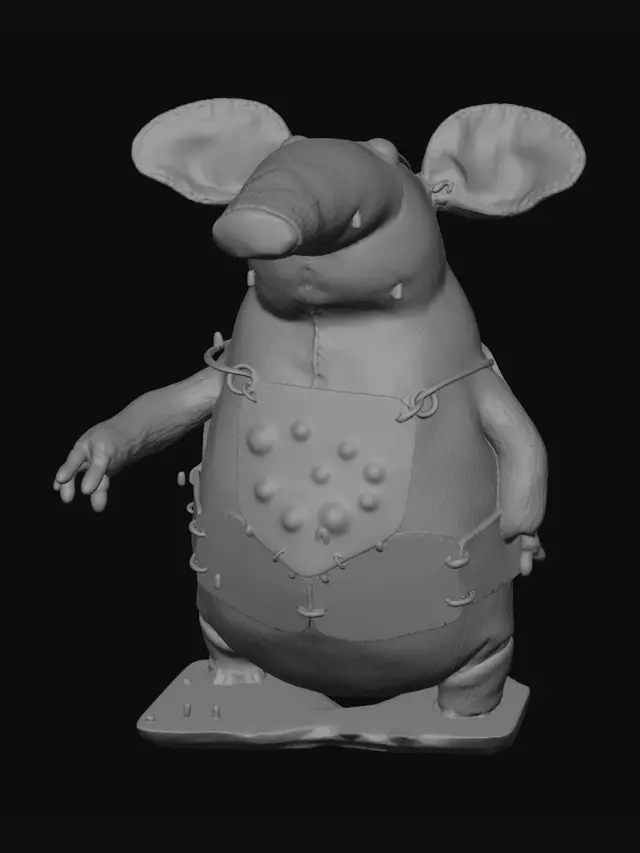 3D model for Skateboarding Pig