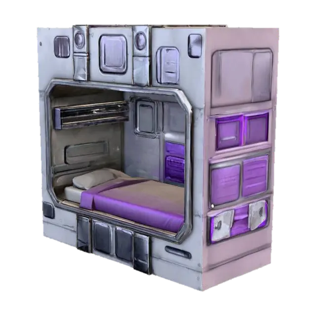 Futuristic Sleeping Pod - Cabin 3D model, vytvořený pomocí AI
