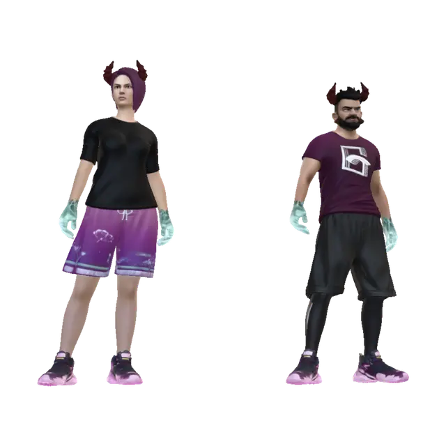 3D model for Demon Duo in a Neon Graveyard