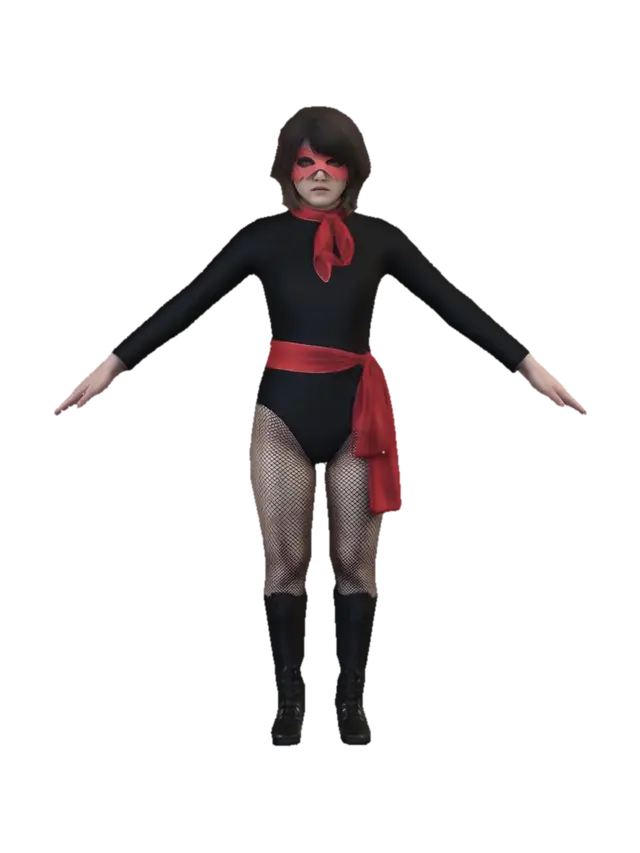 Crimson Masquerade - Villainess 3D model, vytvořený pomocí AI