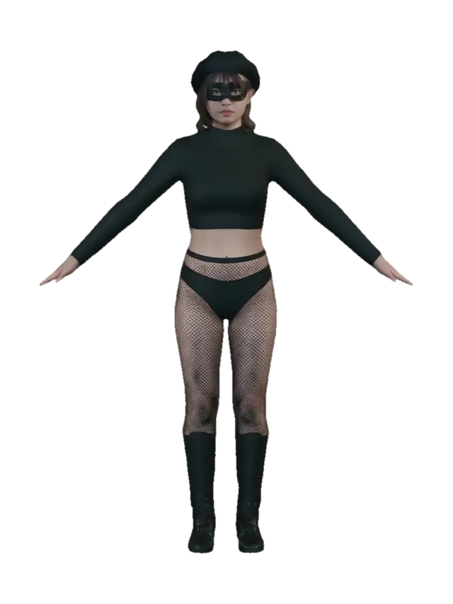 쇼커 여전투원, 무표정 - Villainess 3D model, vytvořený pomocí AI