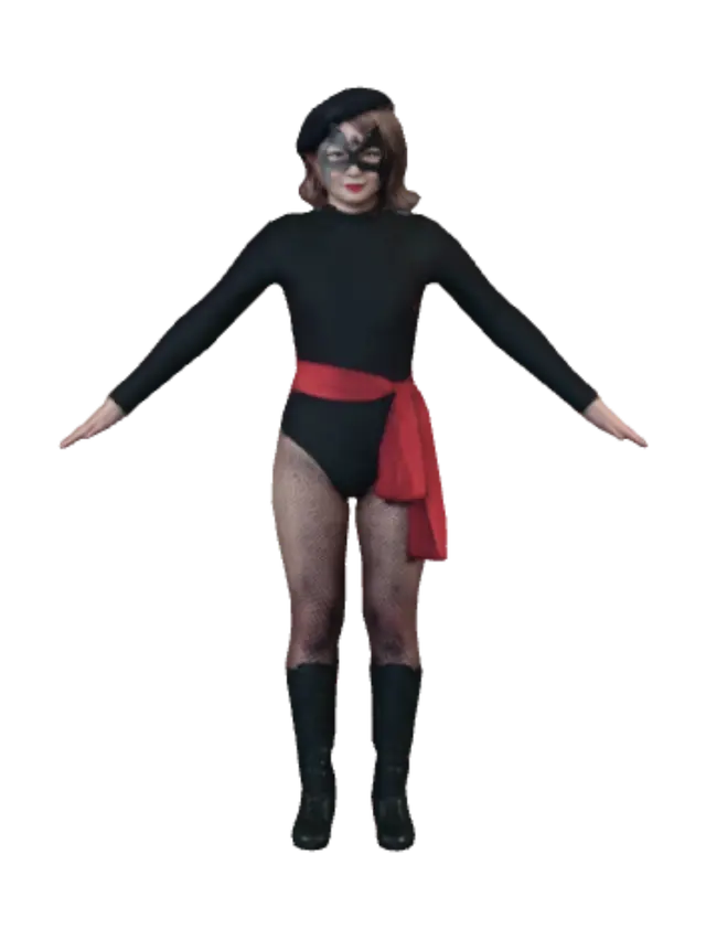 Midnight Cat Burglar - Villainess 3D model, vytvořený pomocí AI