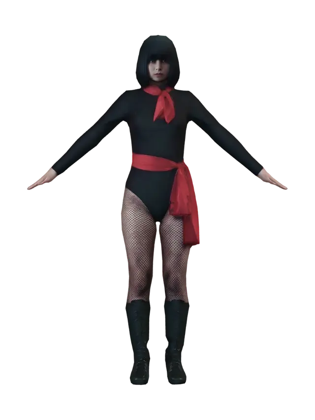 Crimson Ribbon Dancer - Villainess 3D model, vytvořený pomocí AI