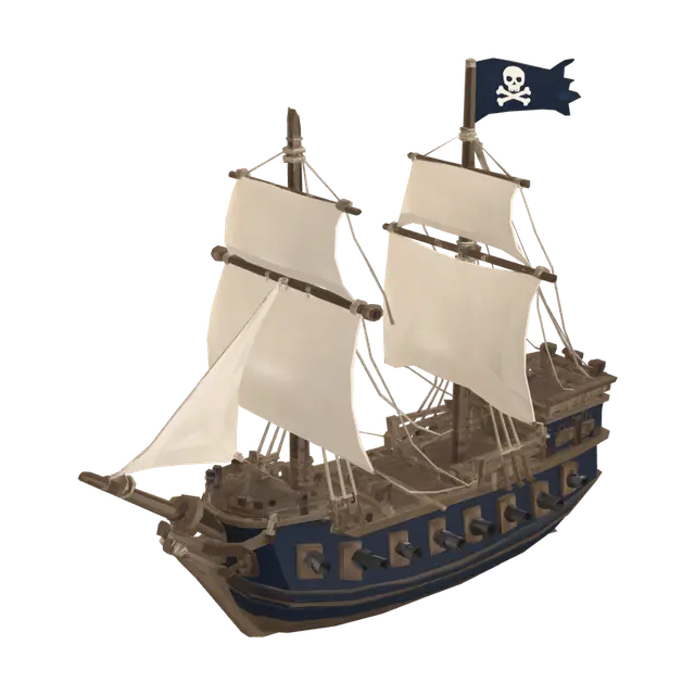 Black Flag Galleon - Sailing 3D model, vytvořený pomocí AI