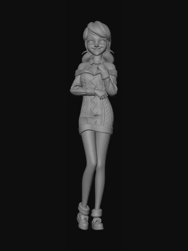 3D model for Snow Day in Pink Knit Dress