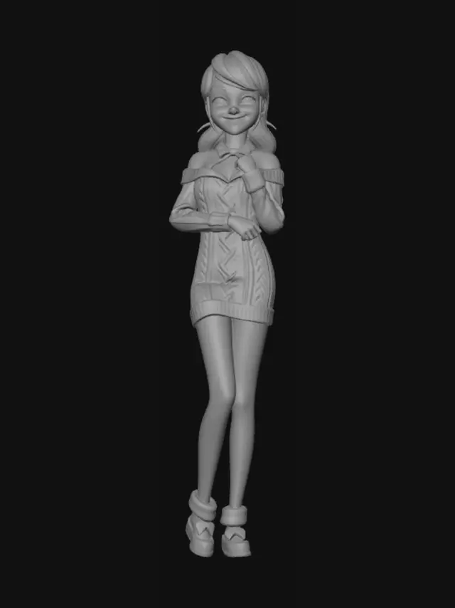 3D model for Snow Day in Pink Knit Dress